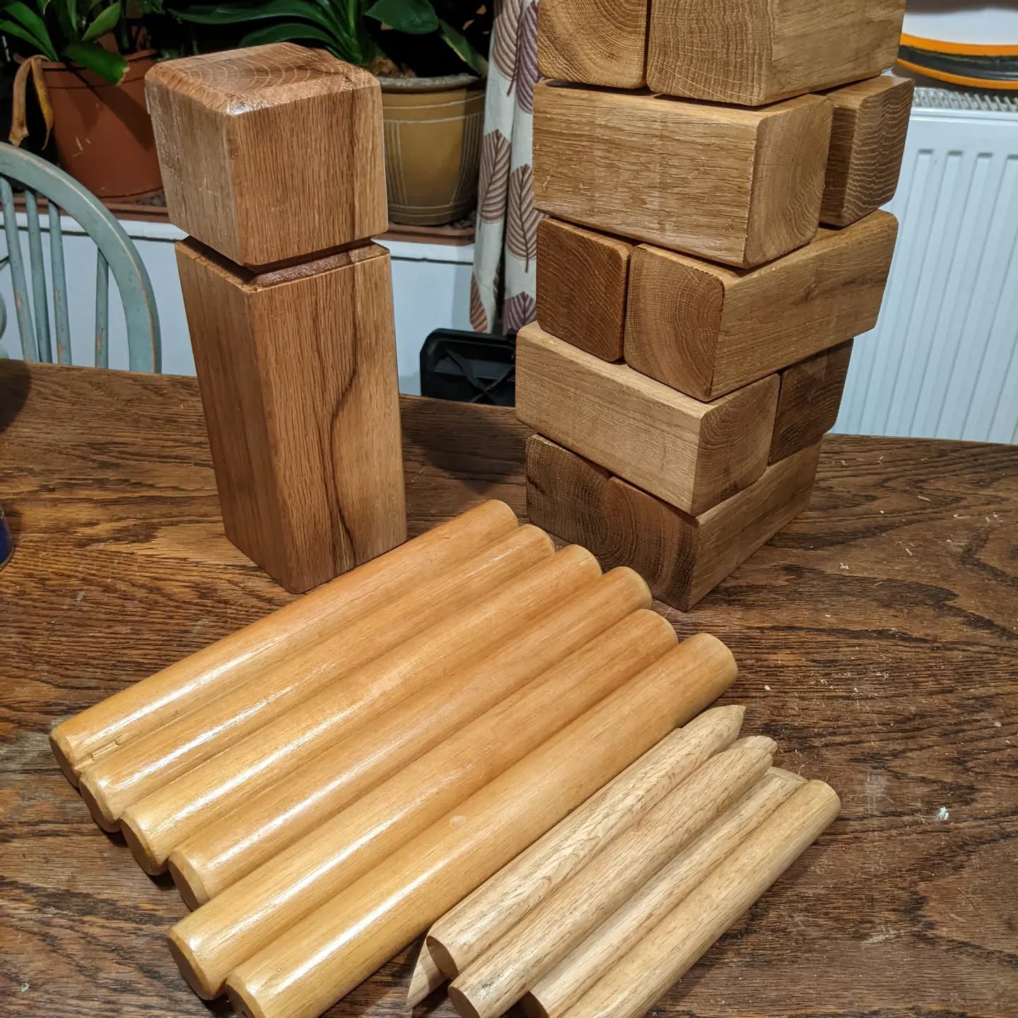 Nothing super fancy but this is a kubb set I made.