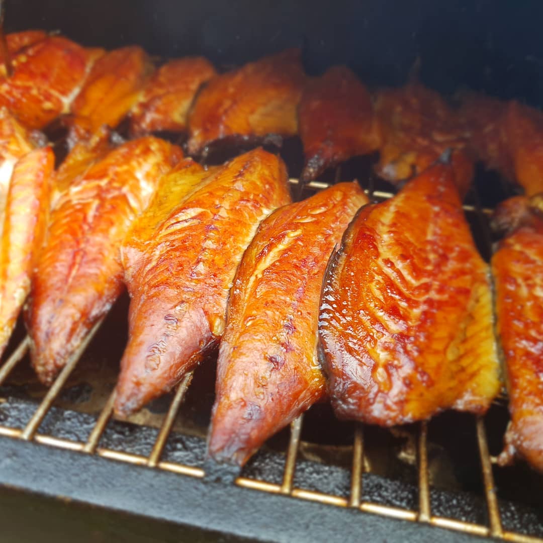 Cured and fruit wood smoked mackerel fillets fresh from the sea today.