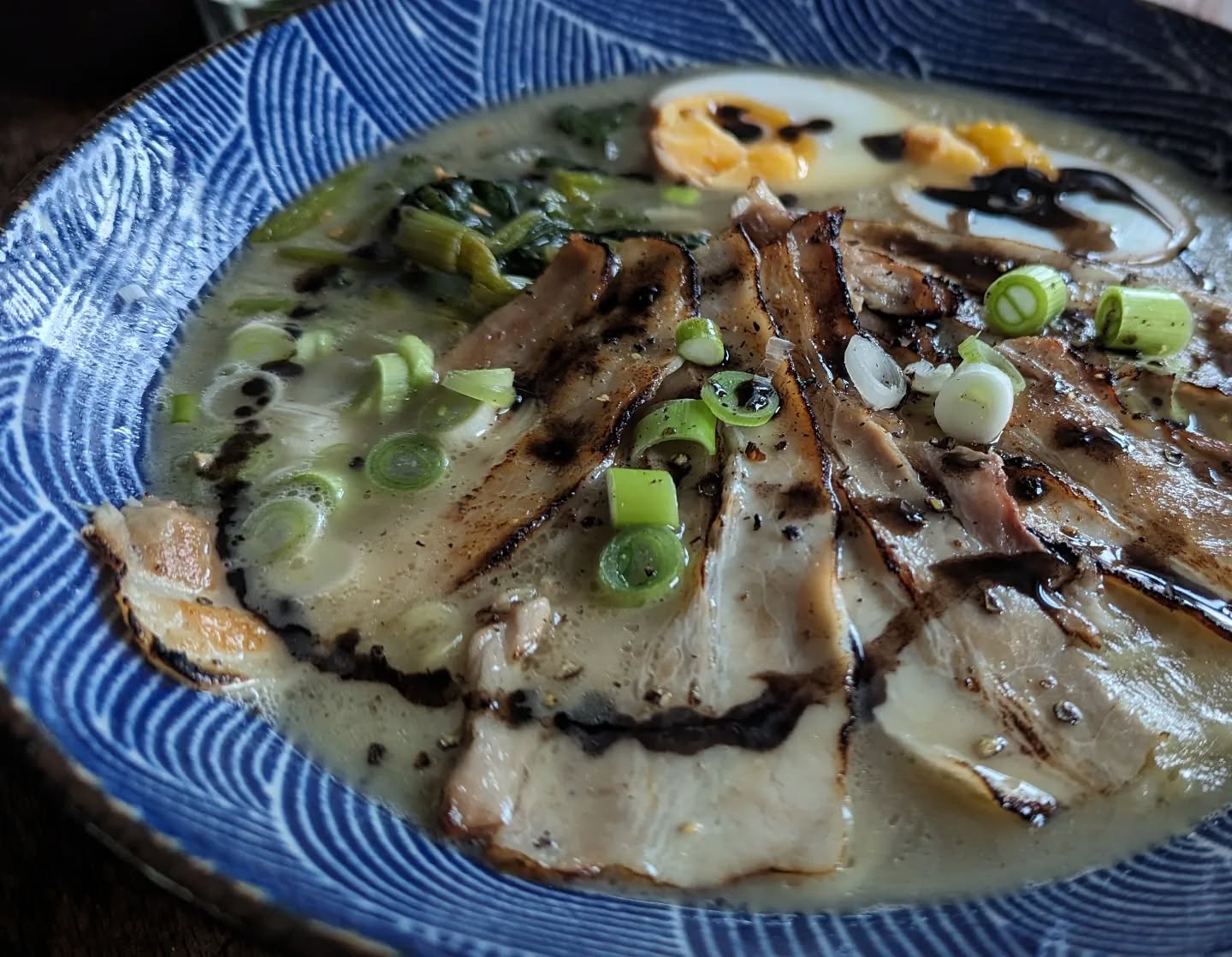 Pork and chicken broth ramen for home date night tonight.
