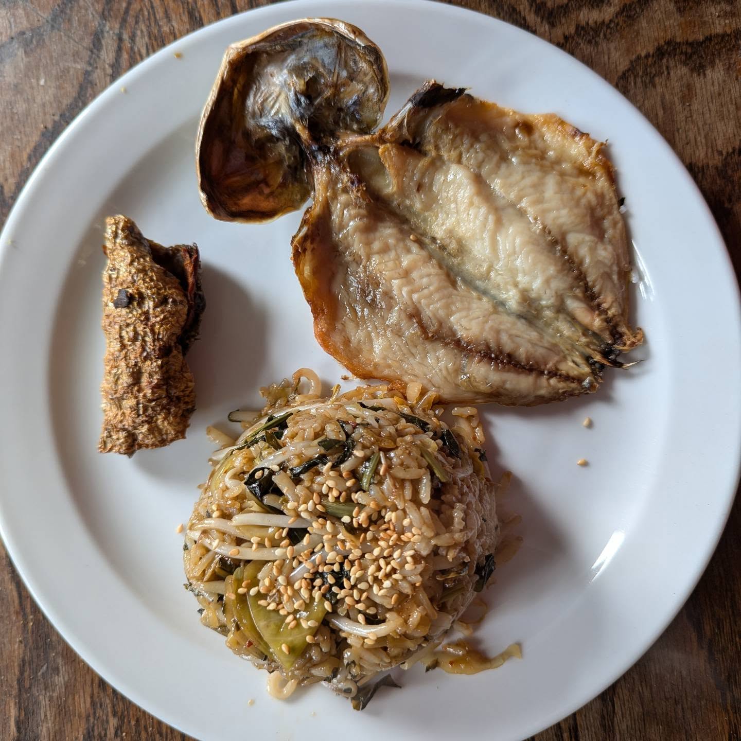 Here we have a butterflied, salted and dried Indian mackerel, known as aji no himano in Japan.