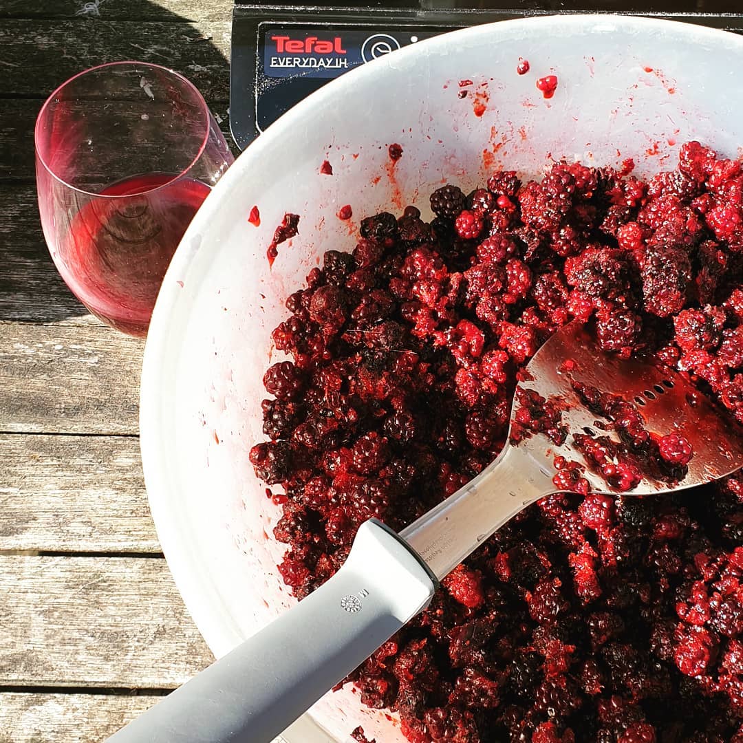 Blackberries and wine made by myself from Sussex dornfelder grapes.